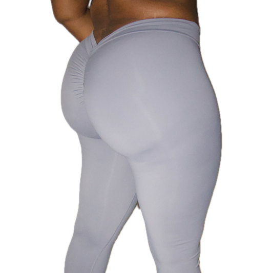 Dark Gray Scrunch Butt Seamless Tight Sports Nylon High Waist Yoga Pants Crossover V Back Leggings